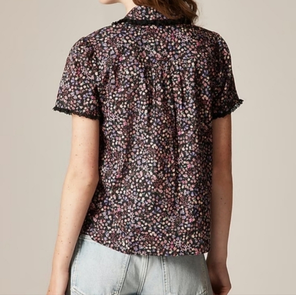 J. Crew Lace-trim Button-up in Liberty® Strawberry Floral - Picture 8 of 9